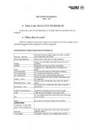 English Worksheet: negative inversio