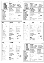 English Worksheet: Speaking Test Mark Sheet