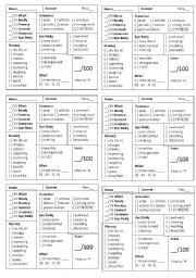 Speaking Test Mark Sheet