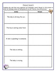 English worksheet: Verb Picture Search