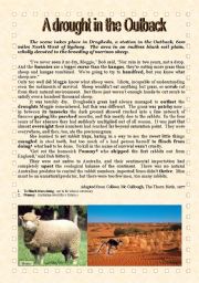 English Worksheet: A drought in the Outback  COMPREHENSION + Key