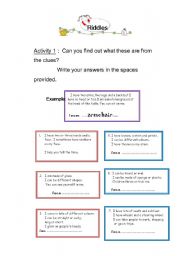 English Worksheet: riddles 