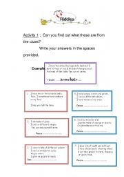 English worksheet: riddles 