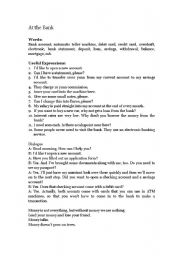 English Worksheet: At the Bank