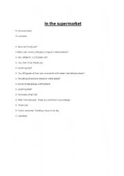 English worksheet: In the Supermarket