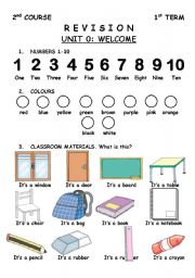 WORK SHEET I. SCHOOL AND HOME VOCABULARY