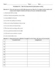 English Worksheet: Basic Sentence Pattern - S-IV