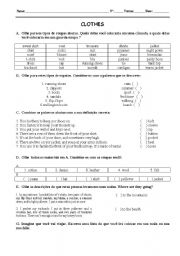 English worksheet: CLOTHES WORK