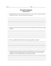 English worksheet: Devils Arithmetic Film Questions