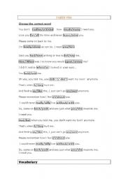 English worksheet: I need you