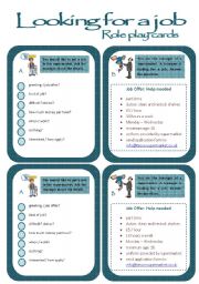 English Worksheet: Role play cards series: A job interview