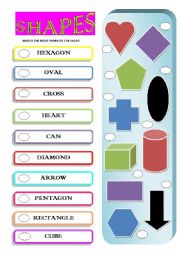 English Worksheet: Match the words to the shapes