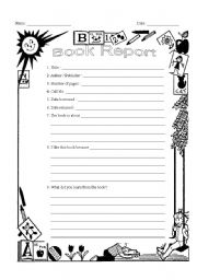 English Worksheet: Book Report