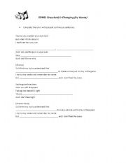 English worksheet: Everybodys changing -lyrics