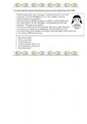 English worksheet: reading comprehension simple present