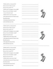 English worksheet: Questions with do-does (MUSIC-MOVIES)