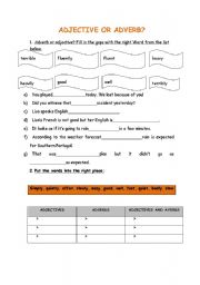 English Worksheet: ADJECTIVE OR ADVERB?