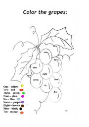 English Worksheet: COLOR THE GRAPES