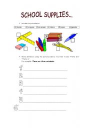 English Worksheet: school supplies