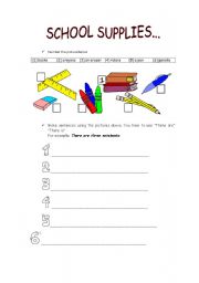 English Worksheet: school supplies