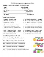 English Worksheet: comparative and superlative worksheet