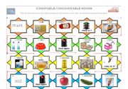 English Worksheet: COUNTABLE and UNCOUNTABLE nouns board game