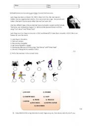 English Worksheet: Lady gaga worksheet