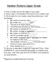 English Worksheet: Number Posters