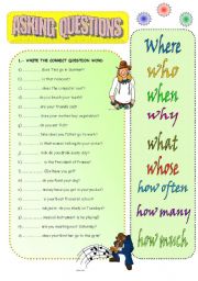 English Worksheet: ASKING QUESTIONS