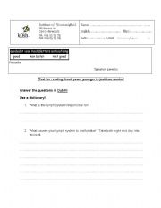 English Worksheet: Test for reading