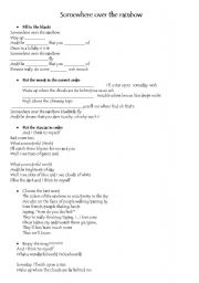 English Worksheet: somewhere over the rainbow