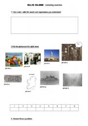 English Worksheet: ELLIS ISLAND listening exercise