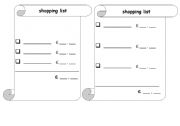 English Worksheet: shopping list & dialogue