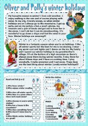 English Worksheet: oliver and pollys winter holidays