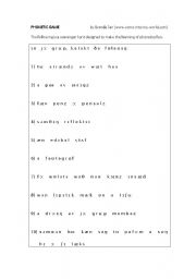 English Worksheet: PHONETIC GAME