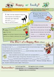 English Worksheet: Happy or Lucky?