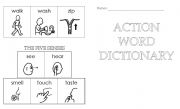 English worksheet: Action Word Dictionary for beginning writers