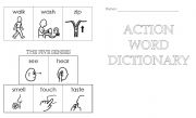 English Worksheet: Action Word Dictionary for beginning writers