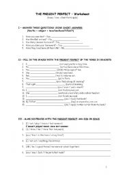 English Worksheet: PRESENT PERFECT - Worksheet