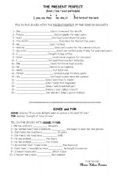 English Worksheet: The Present Perfect + since / for