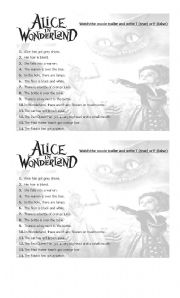 English Worksheet: Alice in Wonderland