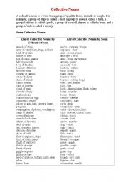 English Worksheet: Collective nouns list