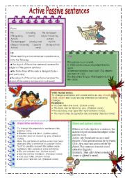 English Worksheet: Active Passive Sentences