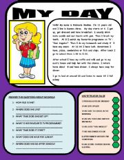 English Worksheet: MY DAY