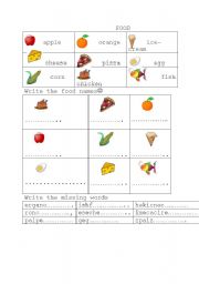 English worksheet: recognizing  food