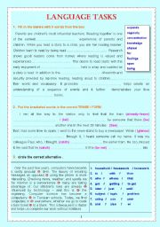 English Worksheet: LANGUAGE TASKS