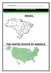 English Worksheet: COMPARE BRAZIL AND THE UNITED STATES