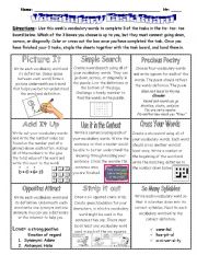 English Worksheet: Vocabulary Taskboard