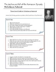 English Worksheet: Russian Leader Nicholas