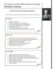 English worksheet: Russian Leader Nicholas